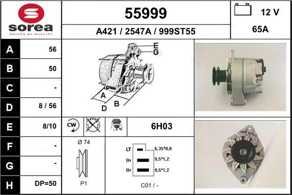 EAI 55999 - Alternator www.autospares.lv