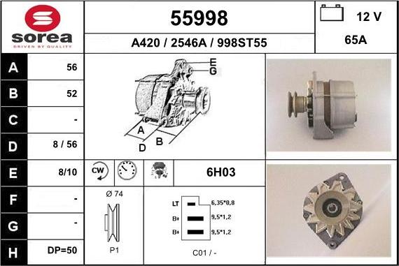 EAI 55998 - Alternator www.autospares.lv