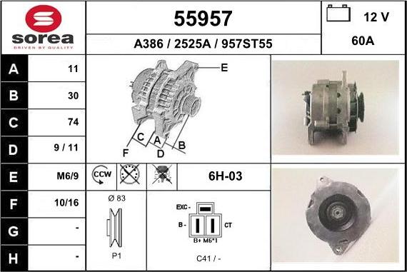 EAI 55957 - Генератор www.autospares.lv