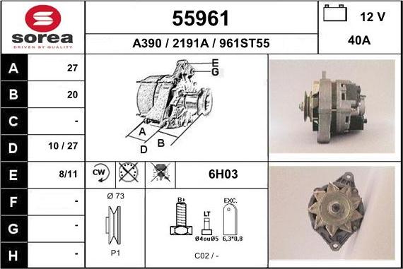 EAI 55961 - Alternator www.autospares.lv