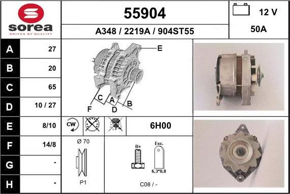 EAI 55904 - Генератор www.autospares.lv