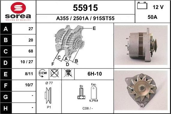 EAI 55915 - Генератор www.autospares.lv