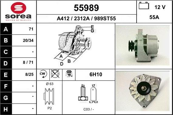 EAI 55989 - Генератор www.autospares.lv