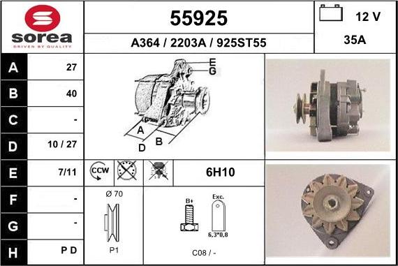 EAI 55925 - Ģenerators www.autospares.lv