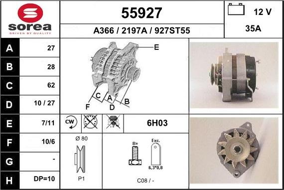 EAI 55927 - Ģenerators www.autospares.lv