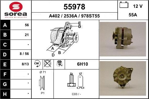 EAI 55978 - Генератор www.autospares.lv