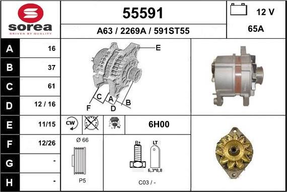 EAI 55591 - Генератор www.autospares.lv