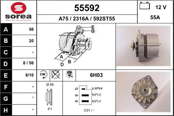 EAI 55592 - Генератор www.autospares.lv