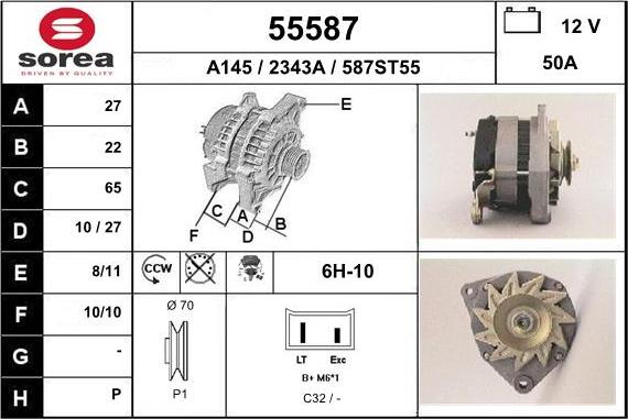 EAI 55587 - Alternator www.autospares.lv