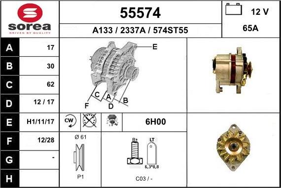 EAI 55574 - Ģenerators www.autospares.lv