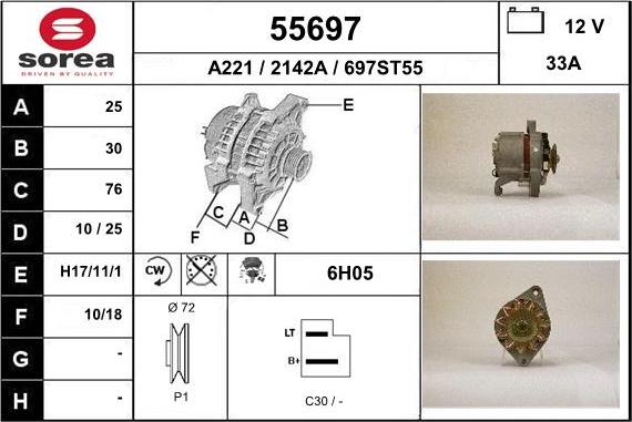 EAI 55697 - Генератор www.autospares.lv