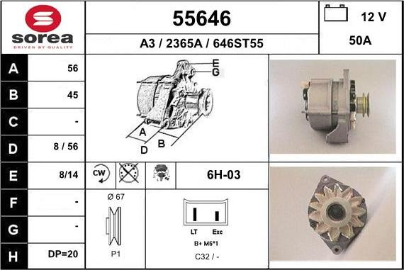 EAI 55646 - Генератор www.autospares.lv