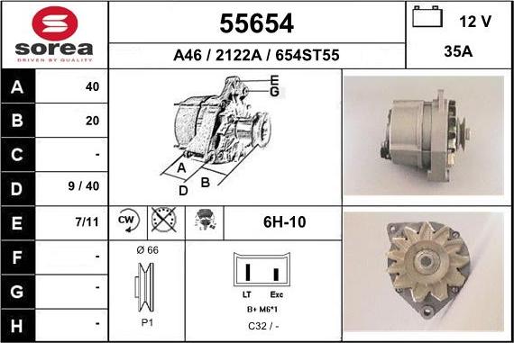 EAI 55654 - Генератор www.autospares.lv