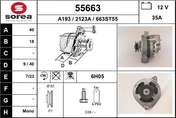 EAI 55663 - Генератор www.autospares.lv