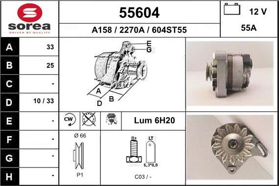 EAI 55604 - Генератор www.autospares.lv