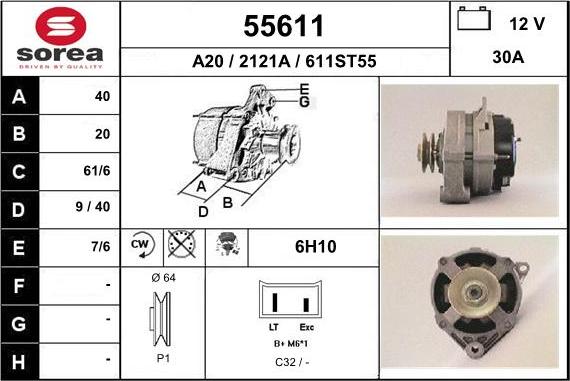 EAI 55611 - Генератор www.autospares.lv