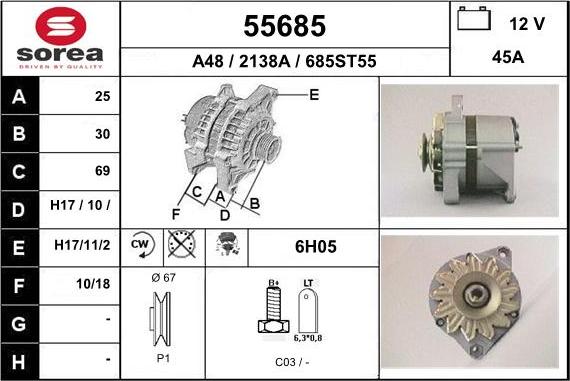 EAI 55685 - Генератор www.autospares.lv