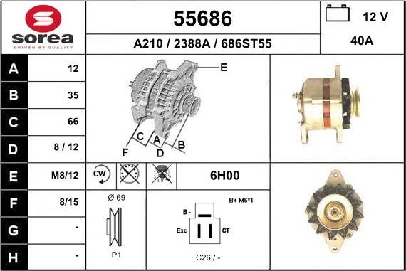 EAI 55686 - Генератор www.autospares.lv