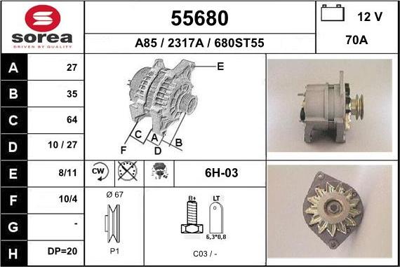 EAI 55680 - Alternator www.autospares.lv