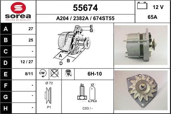 EAI 55674 - Генератор www.autospares.lv