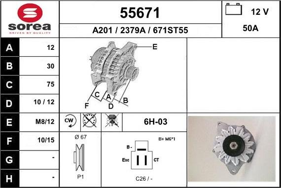 EAI 55671 - Генератор www.autospares.lv