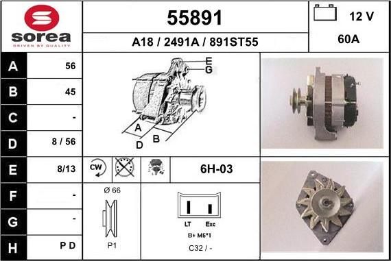 EAI 55891 - Генератор www.autospares.lv