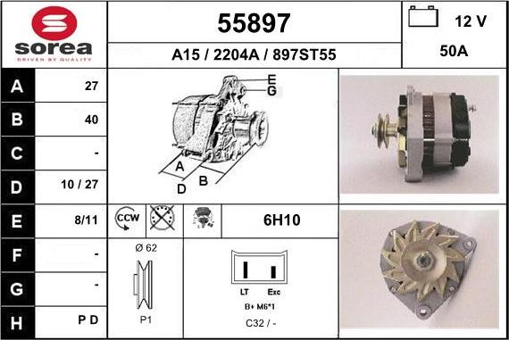 EAI 55897 - Генератор www.autospares.lv