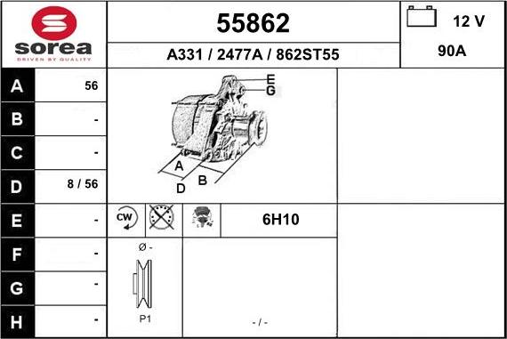 EAI 55862 - Ģenerators www.autospares.lv