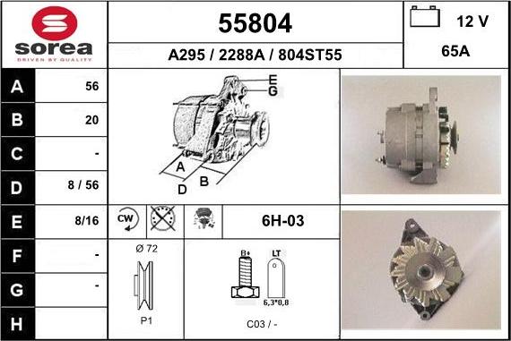 EAI 55804 - Генератор www.autospares.lv