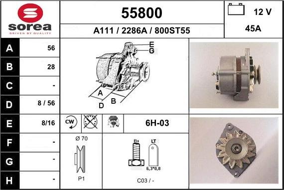 EAI 55800 - Генератор www.autospares.lv