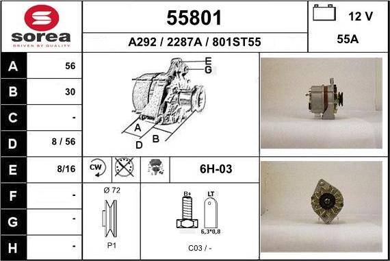 EAI 55801 - Генератор www.autospares.lv