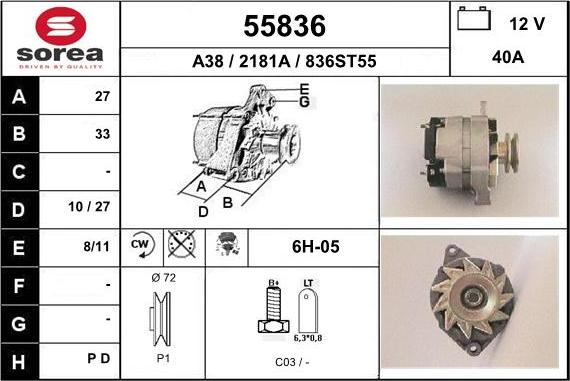 EAI 55836 - Alternator www.autospares.lv