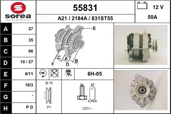 EAI 55831 - Генератор www.autospares.lv