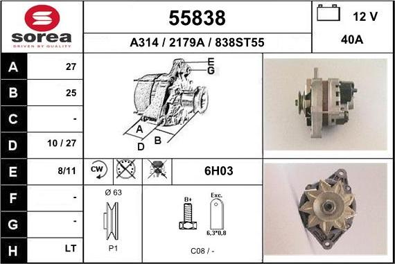 EAI 55838 - Генератор www.autospares.lv