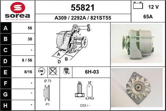 EAI 55821 - Генератор www.autospares.lv