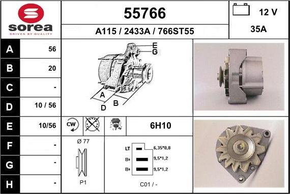 EAI 55766 - Генератор www.autospares.lv