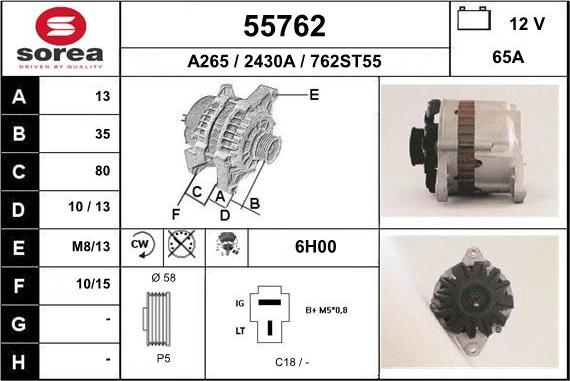 EAI 55762 - Alternator www.autospares.lv