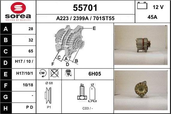 EAI 55701 - Генератор www.autospares.lv