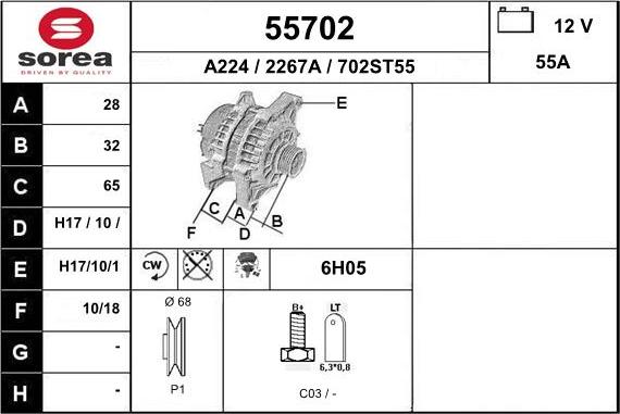 EAI 55702 - Ģenerators www.autospares.lv