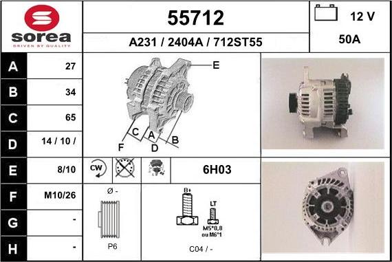 EAI 55712 - Генератор www.autospares.lv