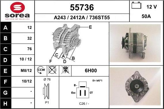 EAI 55736 - Alternator www.autospares.lv