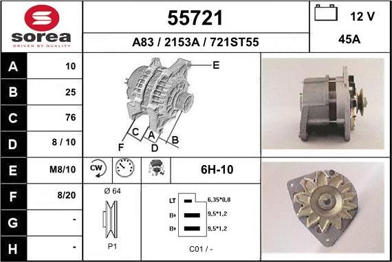 EAI 55721 - Генератор www.autospares.lv