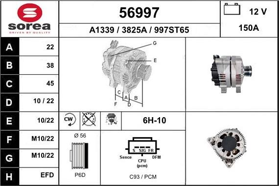 EAI 56997 - Alternator www.autospares.lv