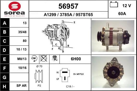 EAI 56957 - Генератор www.autospares.lv