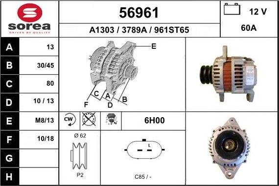 EAI 56961 - Генератор www.autospares.lv