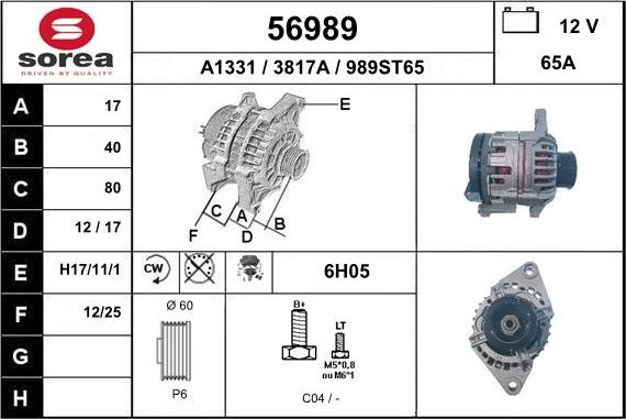 EAI 56989 - Ģenerators www.autospares.lv