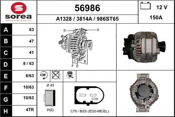 EAI 56986 - Генератор www.autospares.lv