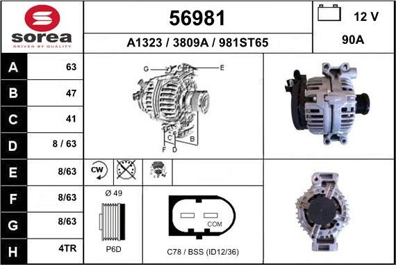 EAI 56981 - Ģenerators www.autospares.lv