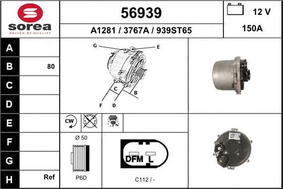 EAI 56939 - Генератор www.autospares.lv