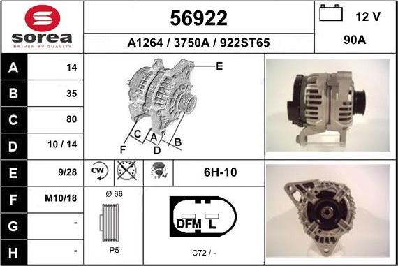 EAI 56922 - Генератор www.autospares.lv